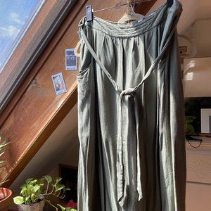 High Waisted Olive Green Peasant Skirt